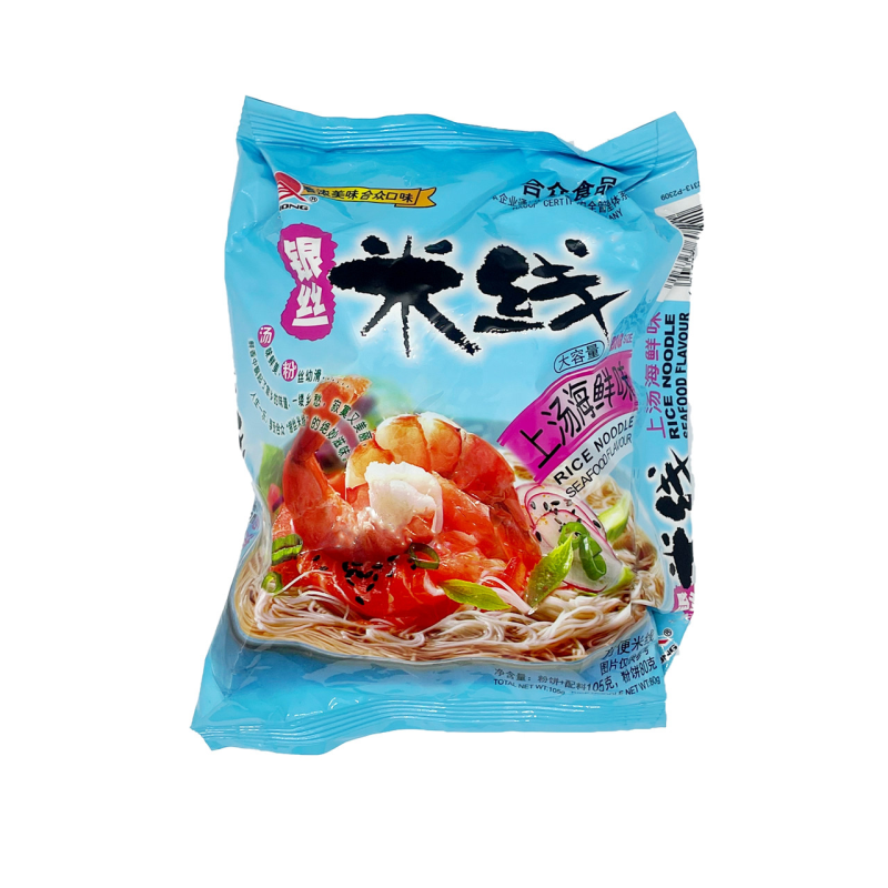 Китайська рисова локшина Hezhong зі смаком морепродуктів 105г